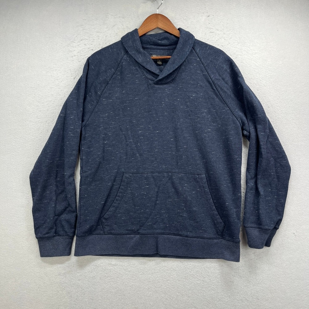 Banana Republic Pullover Shawl Neck Mens Large Blue Marled Knit Preppy Sweater